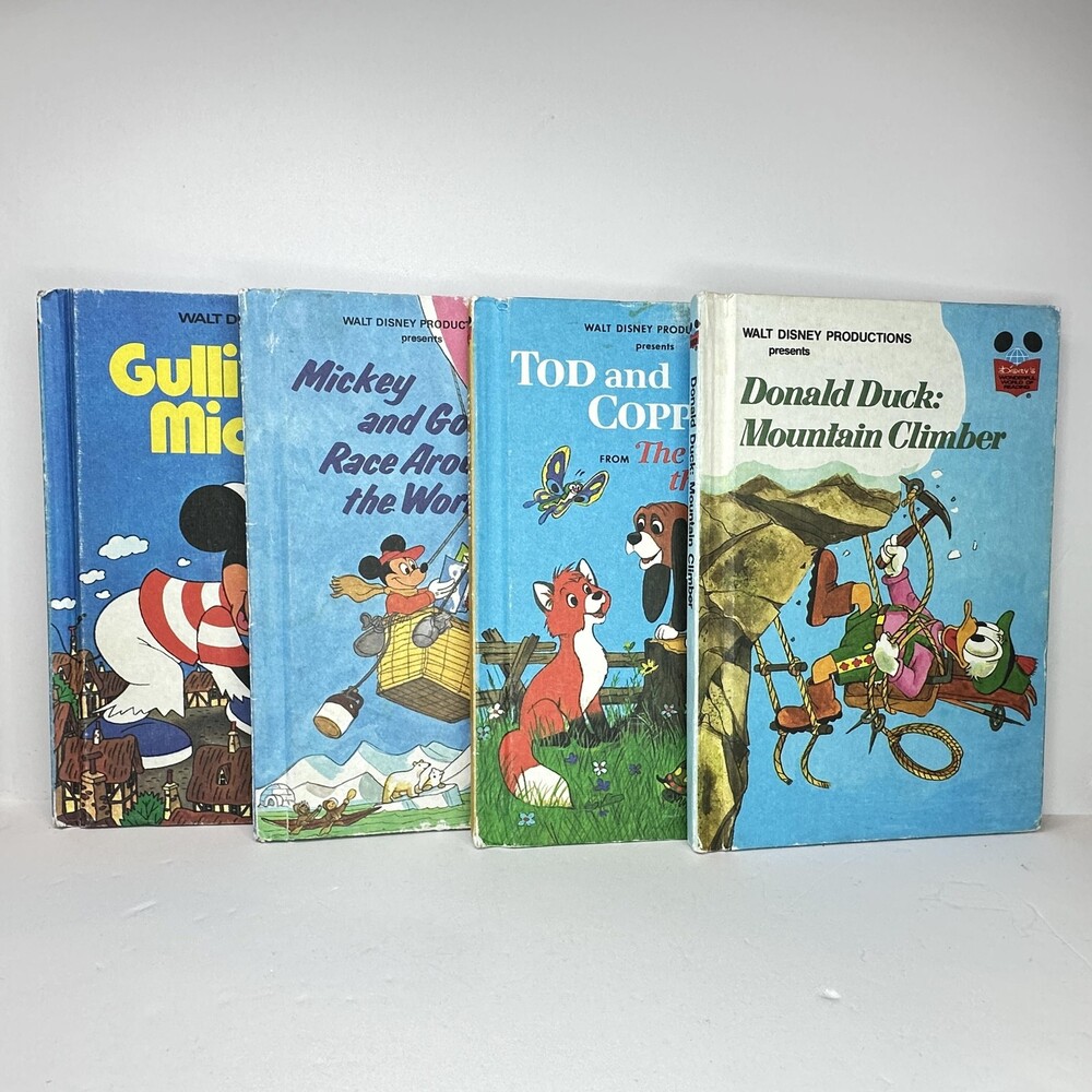 4 LOT Vintage Disney Wonderful World of Reading Hardcover Books 1975 - 1985